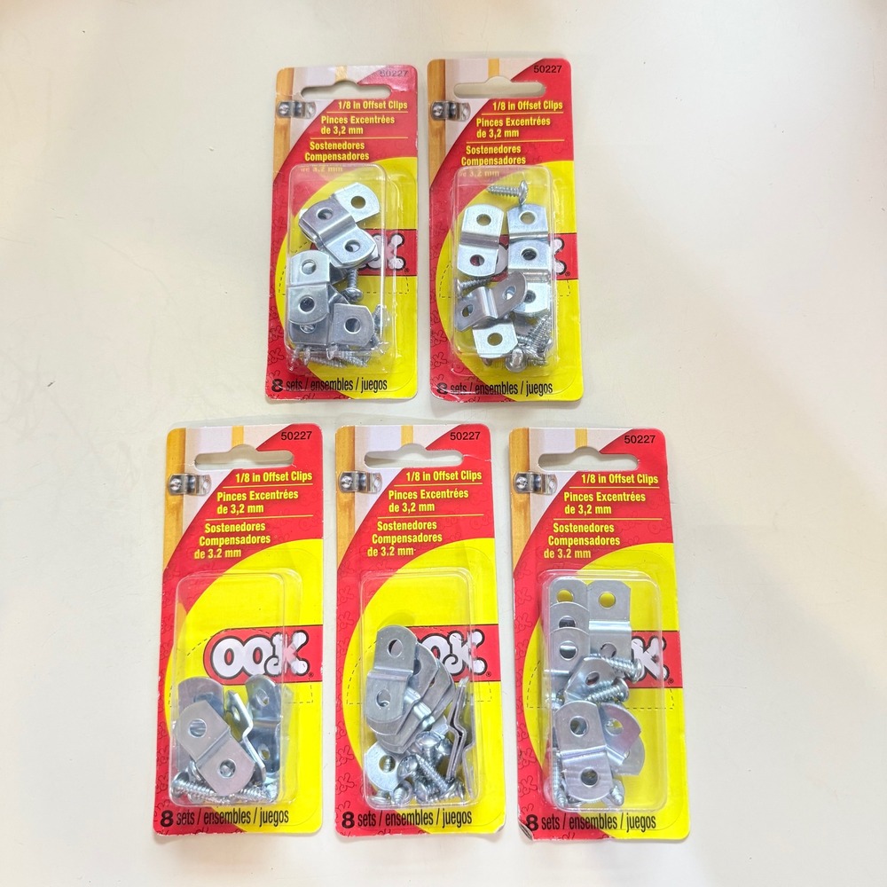 OOK 1/8 in Offset Clips 50227 Zinc Plated Steel with Screws 8 Sets Per Pack 5pk